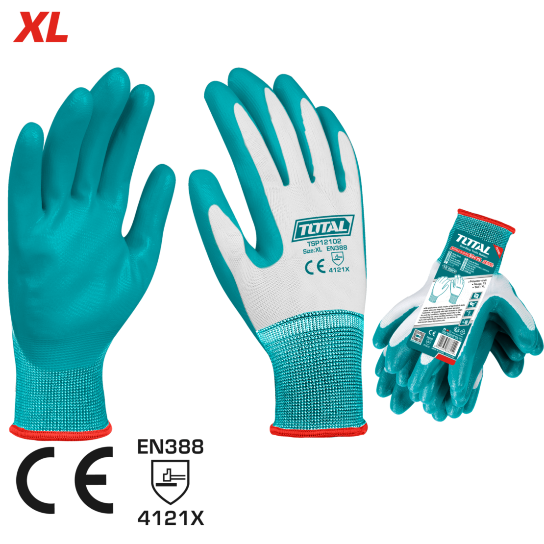 TOTAL - MANUSI DE PROTECTIE - NITRIL + TEXTIL - XL