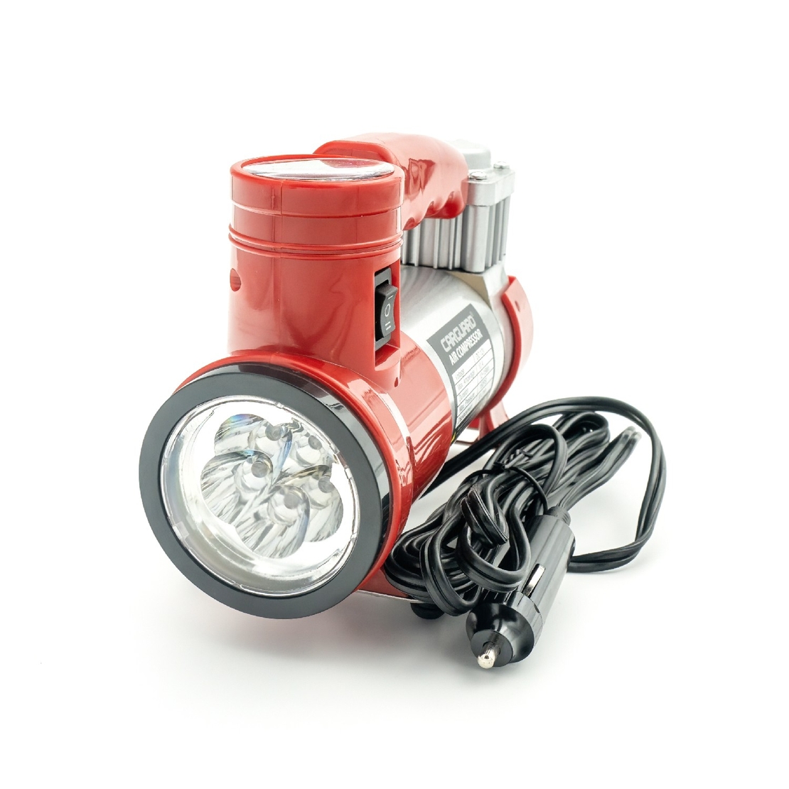 Compresor auto 12V Carguard – 30 L/min – 150 PSI – carcasa metal + LED frontal