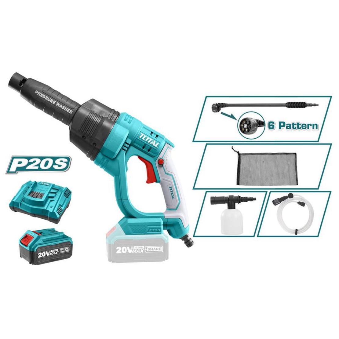 TOTAL - APARAT DE SPALAT CU PRESIUNE - LI-ION - 20V - 24.8BAR