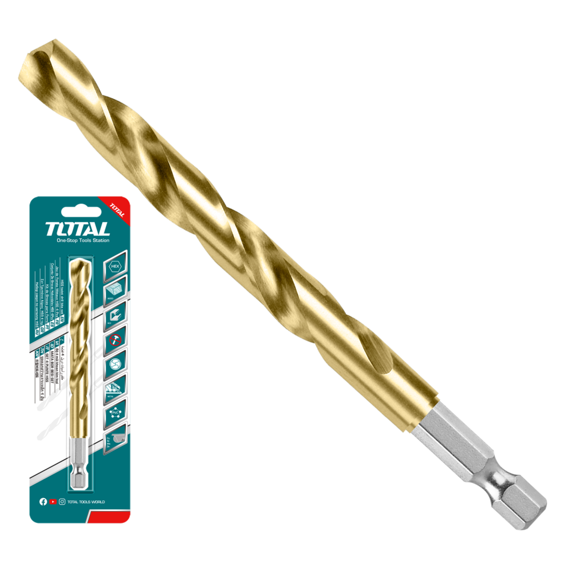 TOTAL - BURGHIU CU CAP BIT PRINDERE HEXAGONALA HSS 7.5MM