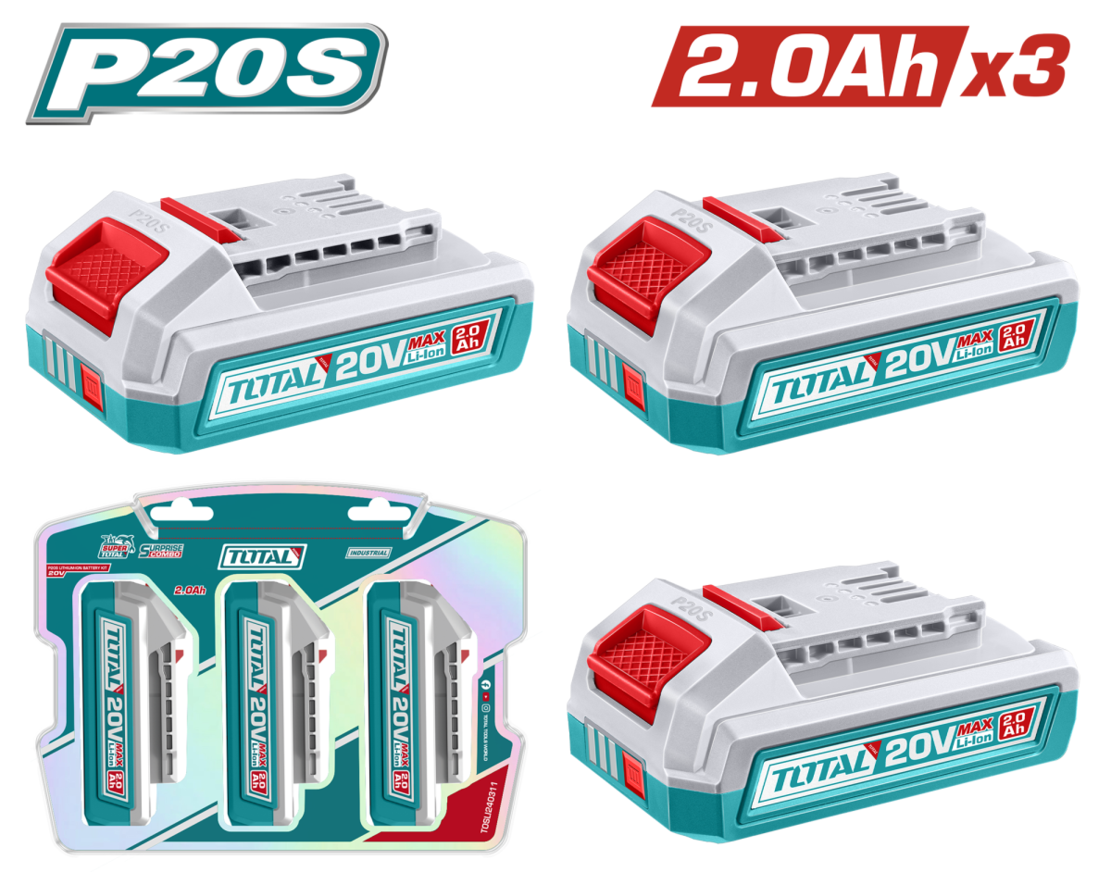 TOTAL - KIT 3 BATERII 20V - 2.0Ah