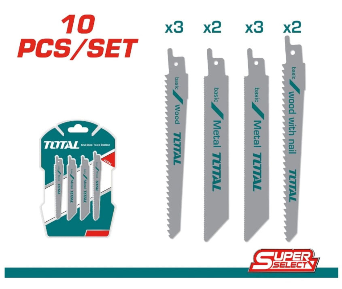 TOTAL - SET LAME FIERASTRAU SABIE PENTRU LEMN SI METAL 150MM, 200MM - 10 BUC