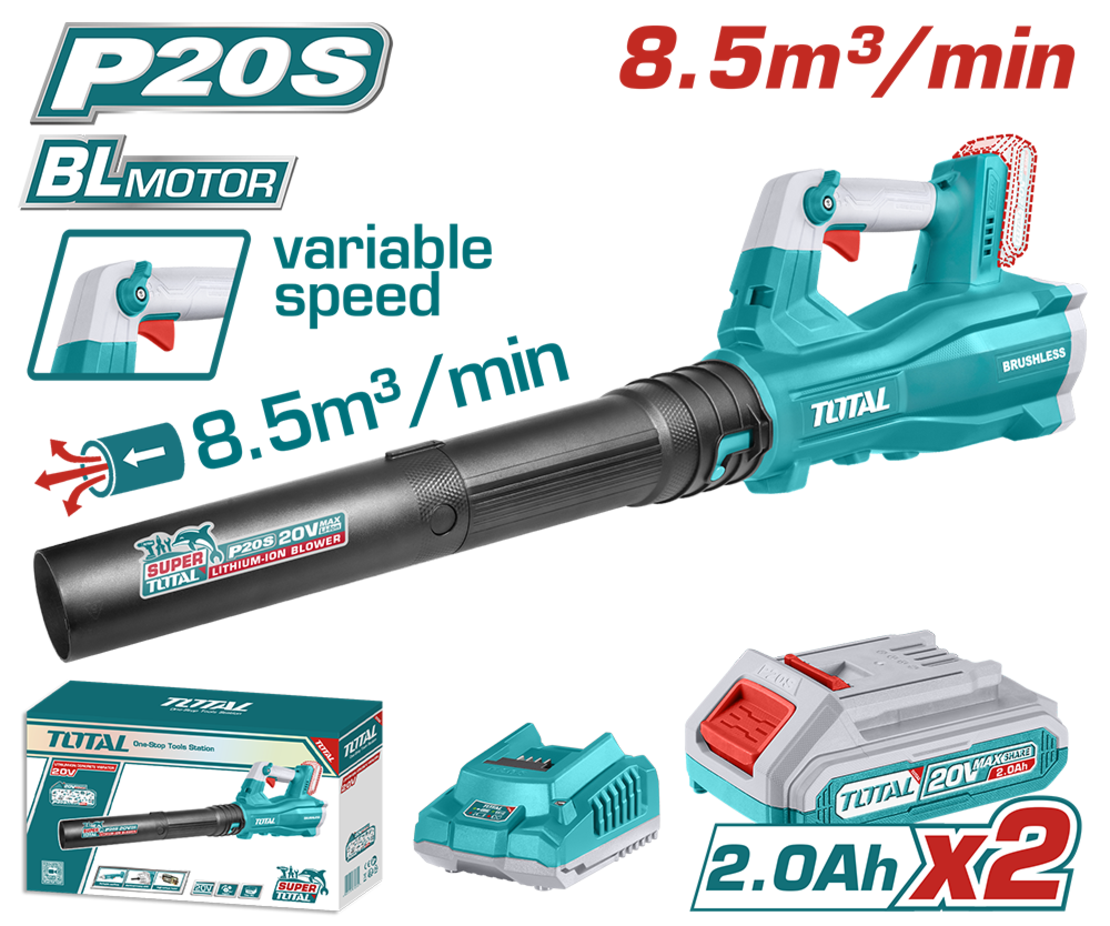 TOTAL - SUFLANTA - 8.5M3/MIN - LI-ION - 20V (INCLUDE 2 ACUMULATORI SI 1 INCARCATOR)