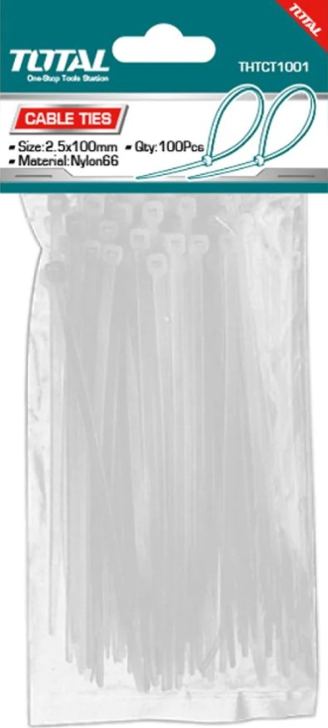 TOTAL - COLIERE DE PLASTIC - 100BUC - 4.8X300MM NYLON 66