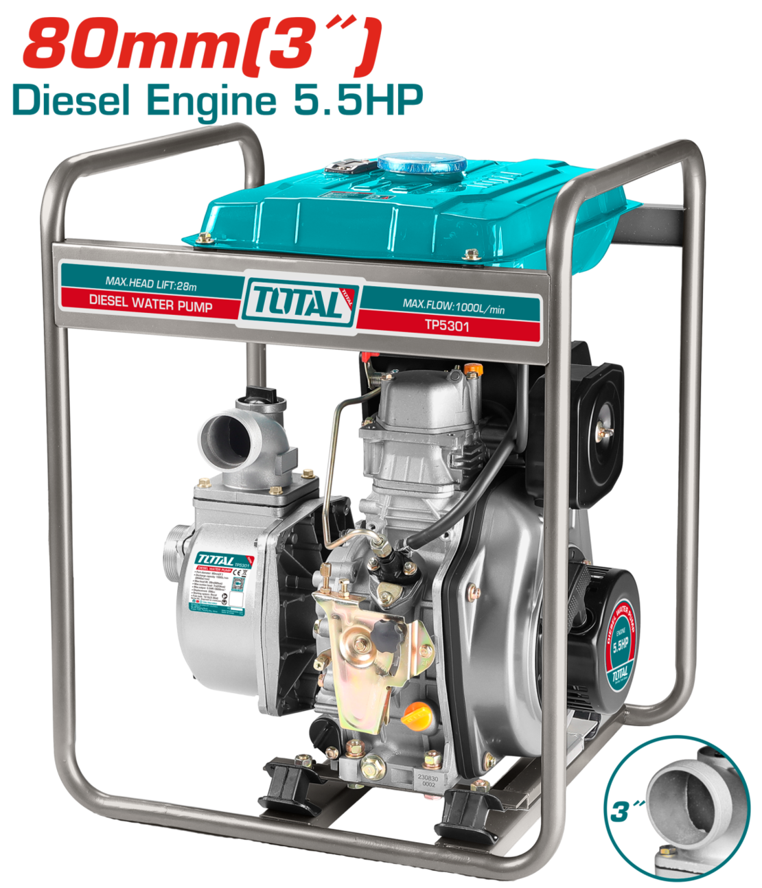 TOTAL - MOTOPOMPA DIESEL 3'' - 80MM