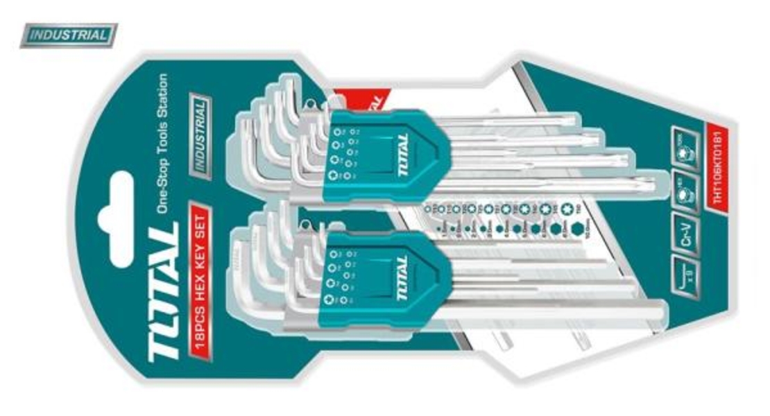 TOTAL - SET 18 CHEI IMBUS HEX&TORX (INDUSTRIAL)