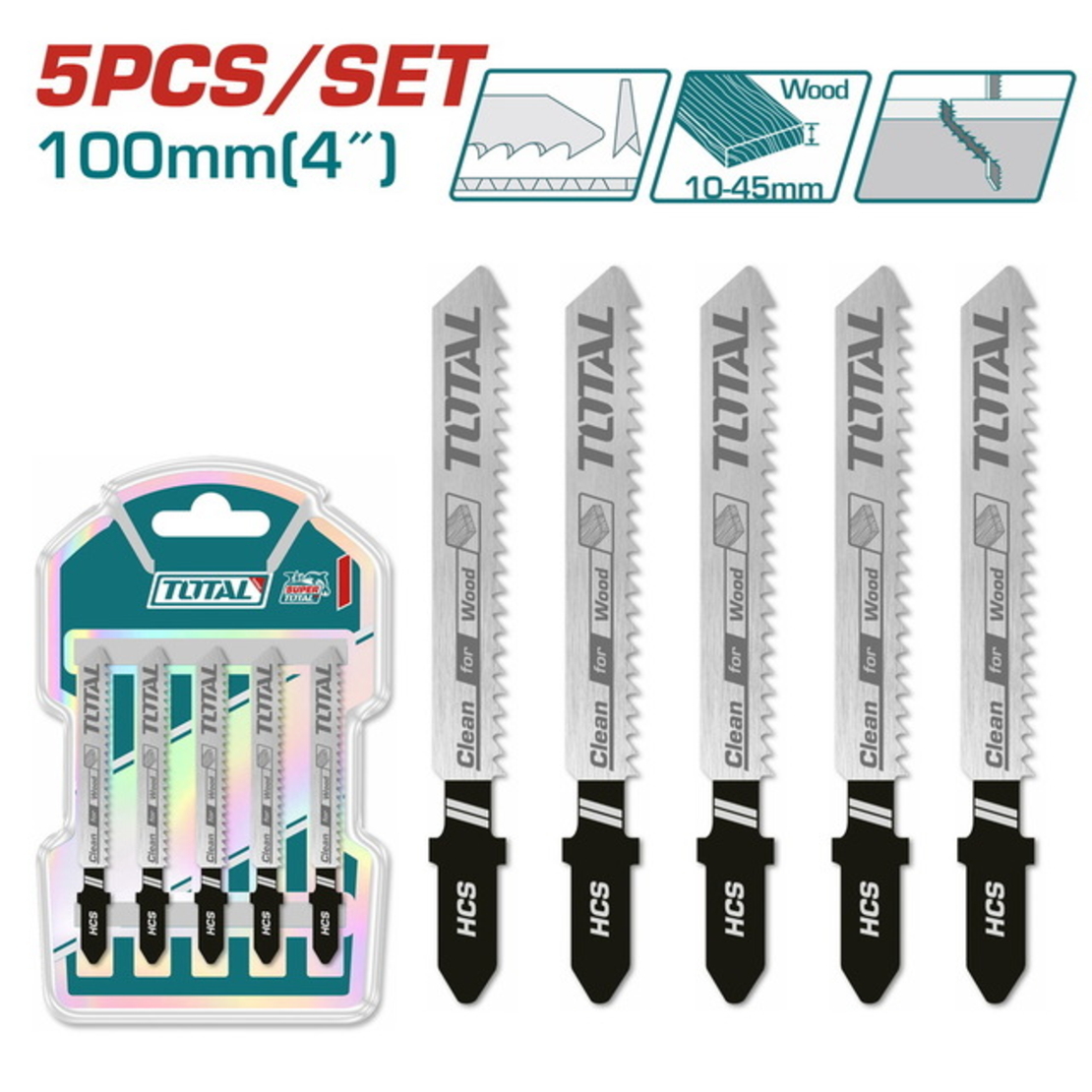 TOTAL - SET LAME FIERASTRAU PENDULAR - LEMN 74MM - 5 BUC