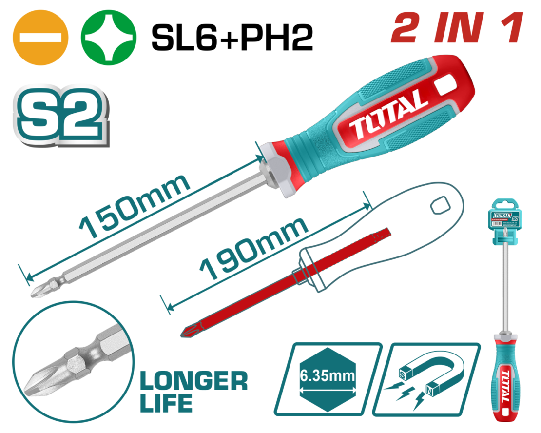 TOTAL - SURUBELNITA 2 IN 1 SL6 + PH2