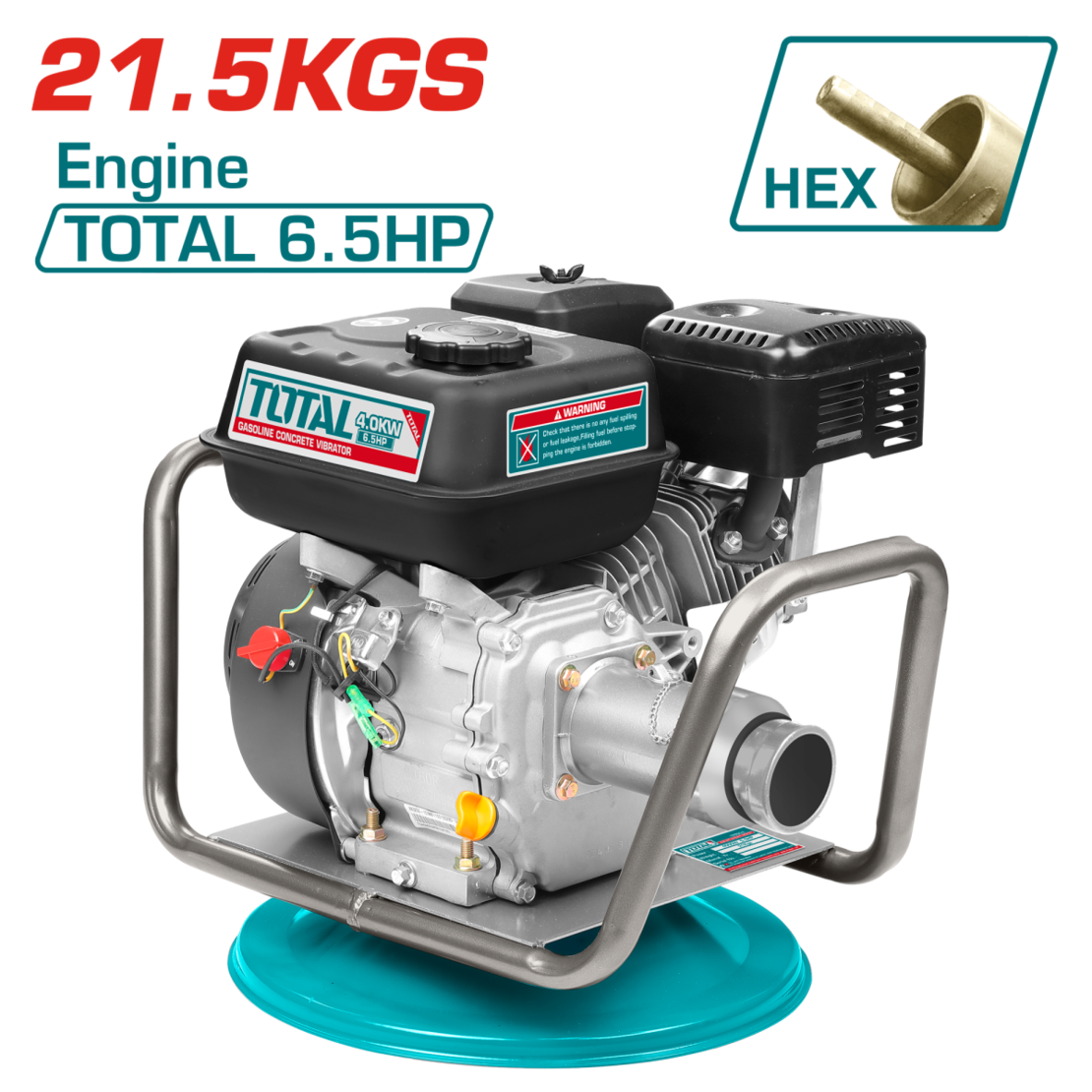 TOTAL - VIBRATOR DE BETON PE BENZINA - 4800W PRINDERE HEX