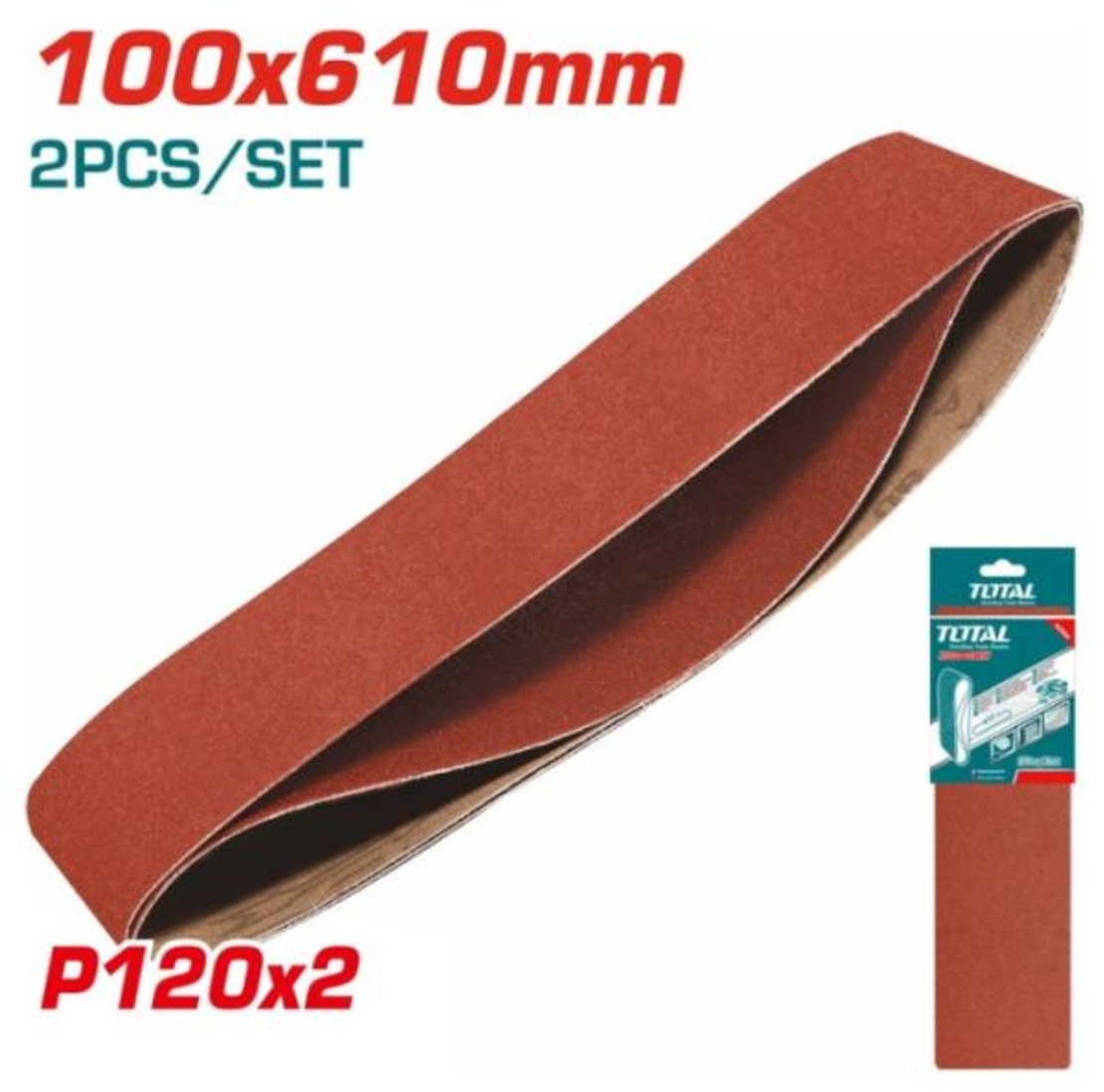TOTAL - SET 2 BUC HARTIE ABRAZIVA PENTRU SLEFUITOR 100x610mm, P120