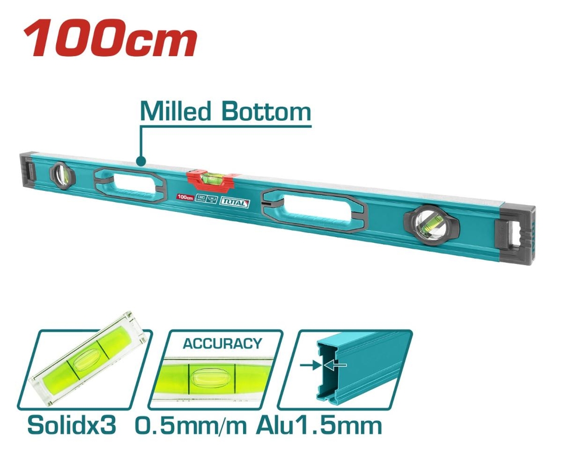 TOTAL - NIVELA CU BULA - 100CM - PRECIZIE 0.5MM (INDUSTRIAL)