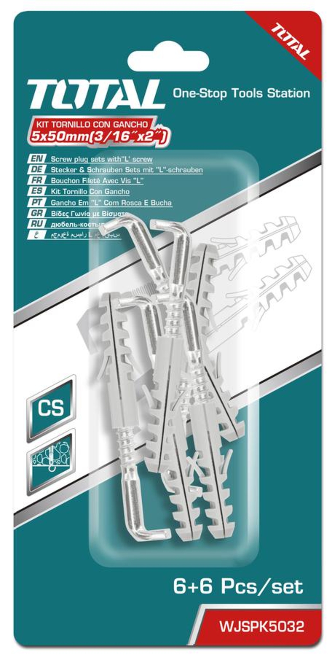TOTAL - SET DIBLURI CU SURUBURI TIP L 5.0X50MM - DIBLU - 8X40MM - 6BUC
