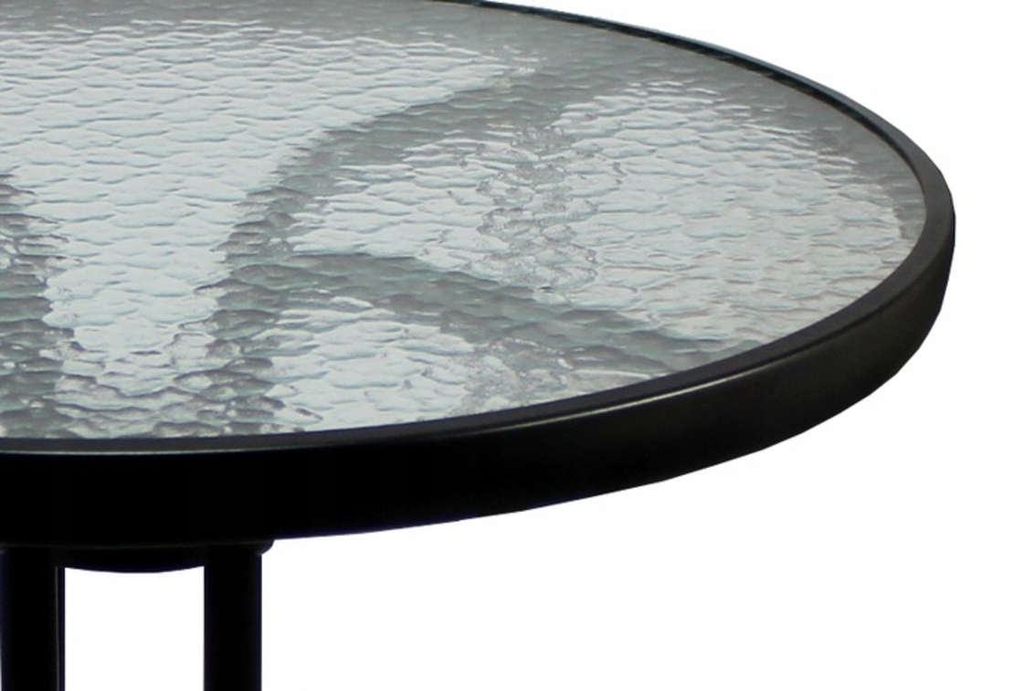 Masa pentru gradina sau balcon, cadru metalic, blat sticla, 60x70cm, negru