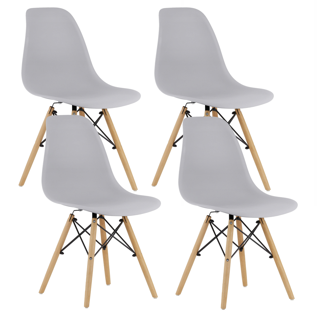 Set 4 scaune dining Scandinav pentru bucatarie, 38x42x82cm, gri