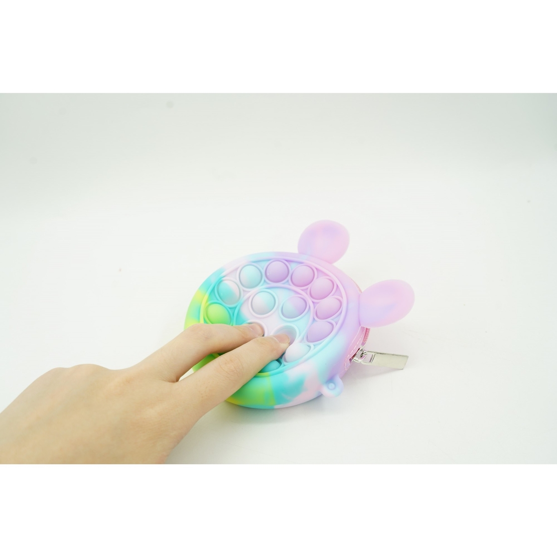 Jucarie antistres din silicon Flippy, Pop it Now and Flip It ,Mini Geanta, Mickey Mouse, 6 cm, Macarons