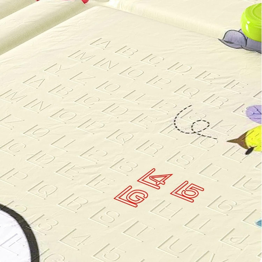 Covoras pentru Copii, Flippy, cu 2 Fete, Model Casute in Copaci/Iepurasi, din XPE+PE, Impermeabil, Antiderapant, Protectie Termica, +3 Luni, Pliabil, 150 x 200 x 1.5 cm, Multicolor