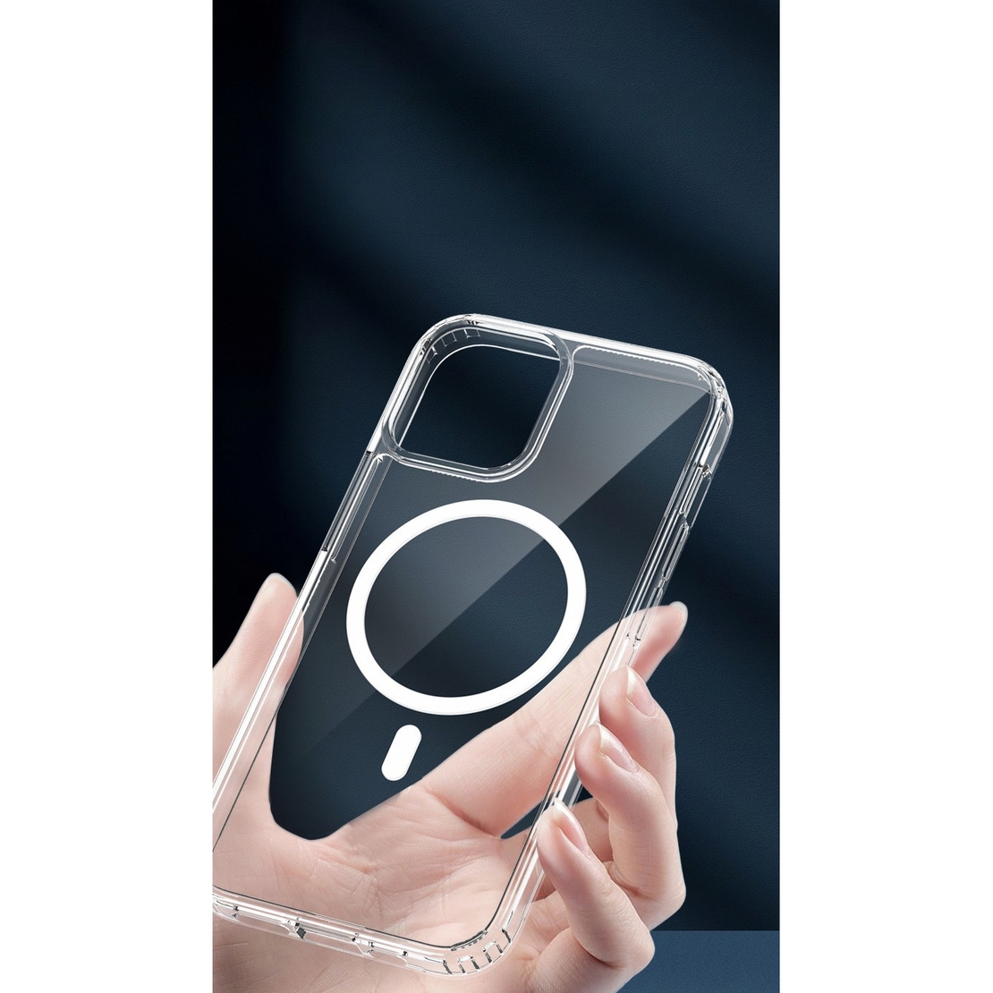 Husa protectie Vafy pentru iPhone 13 Mag Safe, 2 in 1 incarcare si magnet, Silicon si Acril, Transparenta
