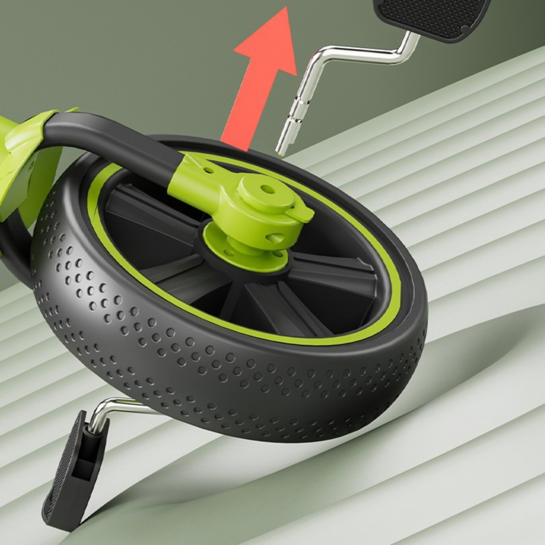 Bicicleta Multifunctionala pentru Copii, Vafy, 3 in 1 Bicicleta Troller Tricicleta, 2-6 ani, cu Roti Auxiliare, Ghidon si Scaun Reglabil, 93 x 78 x 43 cm, Negru Verde