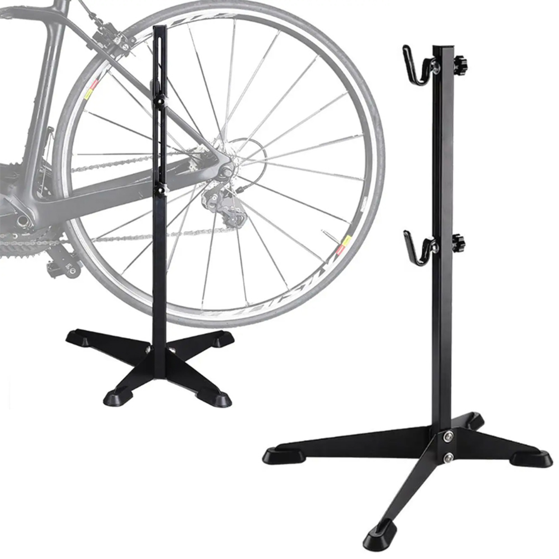 Suport service pentru biciclete cu inaltime reglabila, otel si cauciuc, 30 kg, negru