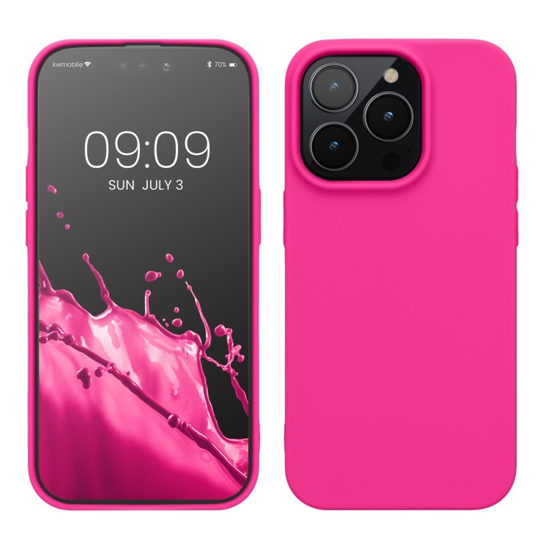 Husa pentru Apple iPhone 14 Vafy, Liquid Silicone, cu Microfibra pe interior, Protectie Antisoc, Roz-Fuchsia