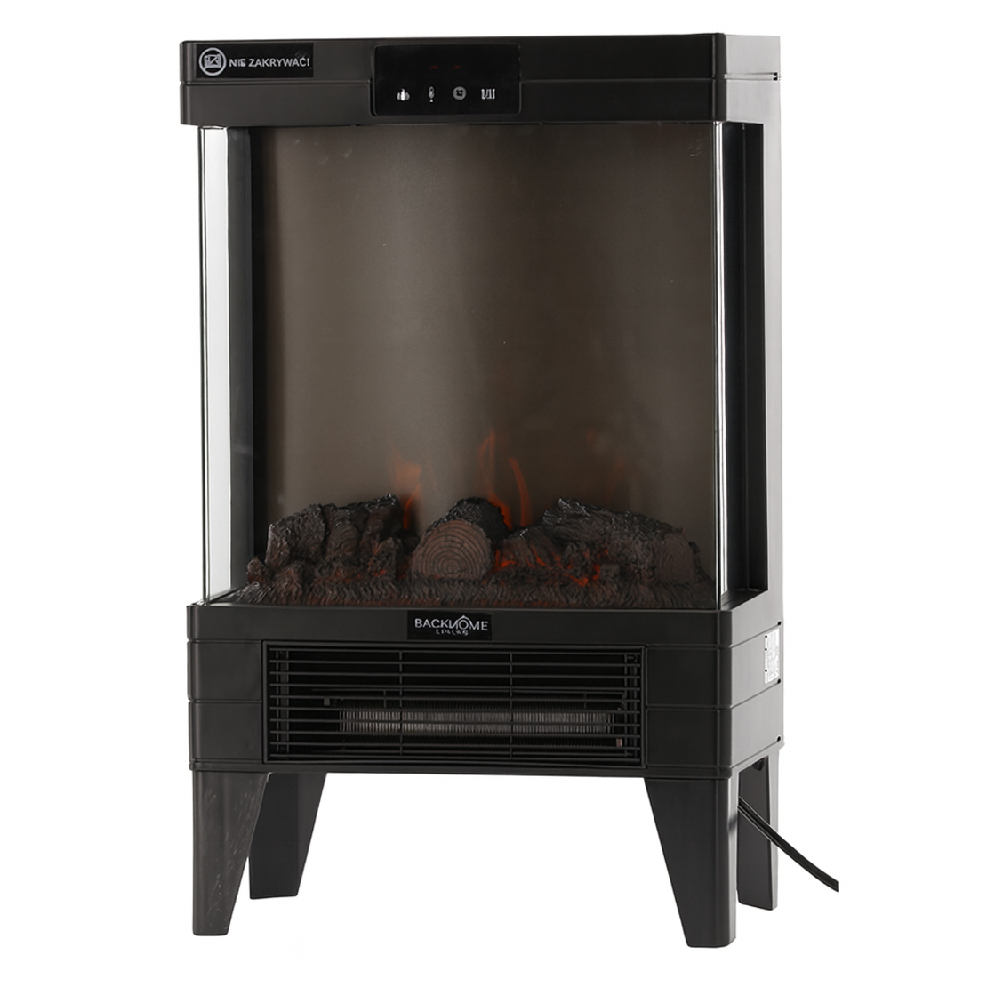 Semineu electric 2000W cu efect de flacara, termostat digital si timer, telecomanda, 52x32x18 cm, negru