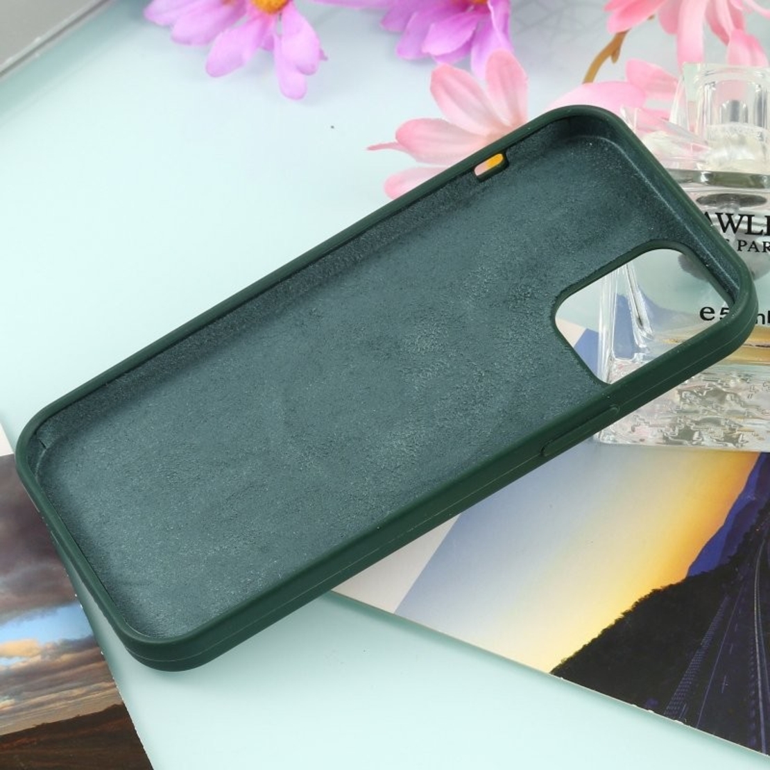Husa MagSafe liquid large hole magnetic shell pentru Apple iPhone 14, Full Cover, Liquid Silicone, Magnetica, Incarcare Wireless, Vafy, Verde