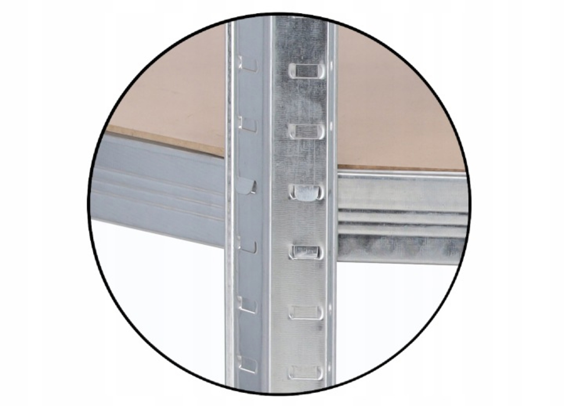 Raft depozitare metalic colt 5 niveluri cu polite MDF, structura otel galvanizat, 180x90x30 cm, argintiu