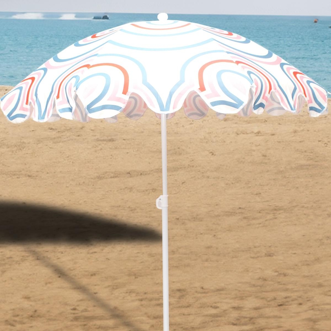 Umbrela de plaja 160 cm cu structura metalica, inclinare reglabila, husa transport, multicolor