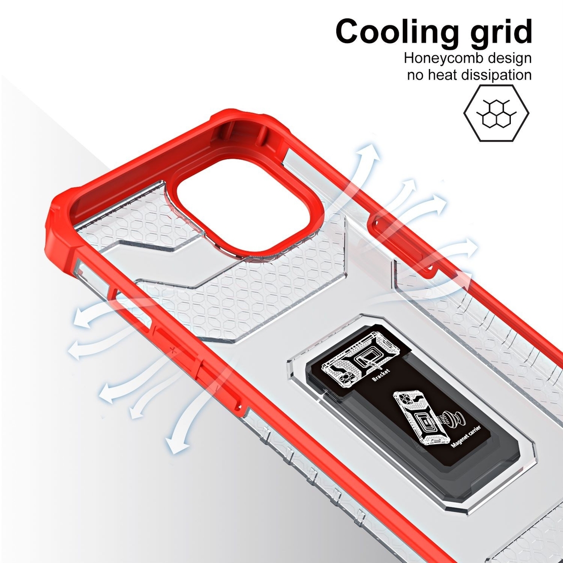 Husa de protectie Vafy compatibila cu Apple iPhone 13 Mini Acrylic Armor cu suport Rosu