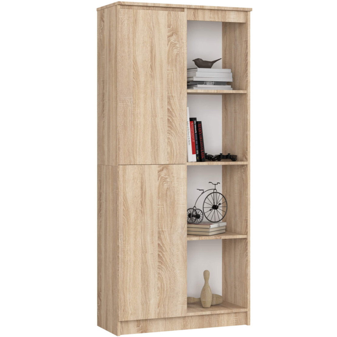 Dulap cu usa si 8 etajere, PAL laminat 16 mm, 80x35x180 cm, stejar sonoma