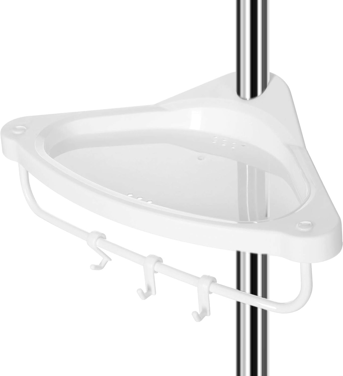 SONGMICS Etajera colt dus, 4 rafturi, inaltime reglabila 95-300 cm, otel si plastic PP, alb