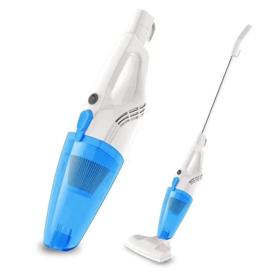 Aspirator Vertical 2in1, Flippy, Fara Sac, 2 Capete, de Mana, Filtrare Multipla, 95 x 24.5 cm, Albastru