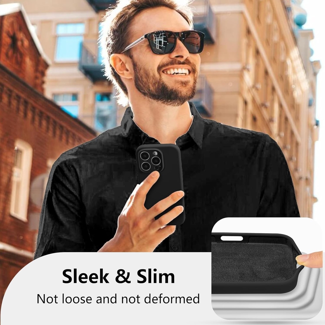 Husa de Protectie, Vafy, pentru iPhone 16 Pro, Liquid Silicone, cu Microfibra pe Interior, Protectie Antisoc, Compatibil Incarcare Wireless, Negru