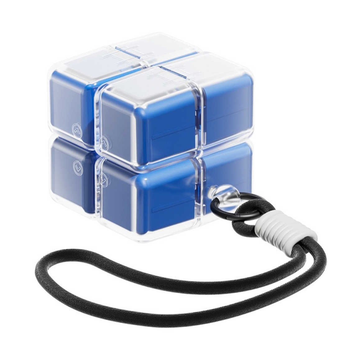 Cutie pentru Medicamente, Vafy, Model Rubik' Cube, cu Curea de Agatare, Dozator Portabil de Medicamente, Dispenser Pastile, estimat pentru 7 zile, 7.3 x 6 x 6 cm, Albastru
