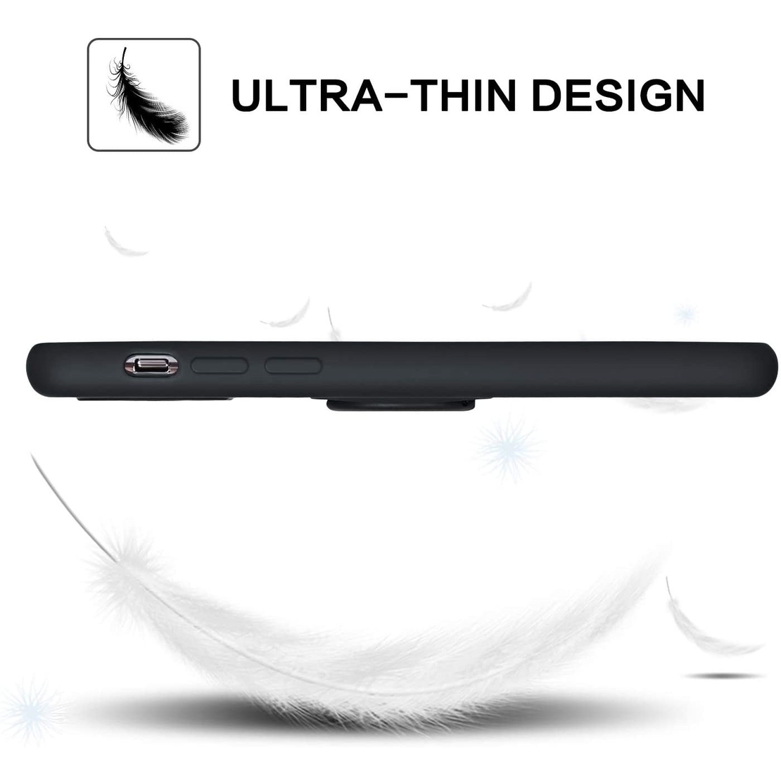 Husa protectie Vafy compatibila cu Apple iPhone 11 Pro Liquid Silicone Ring cu suport rotativ Negru