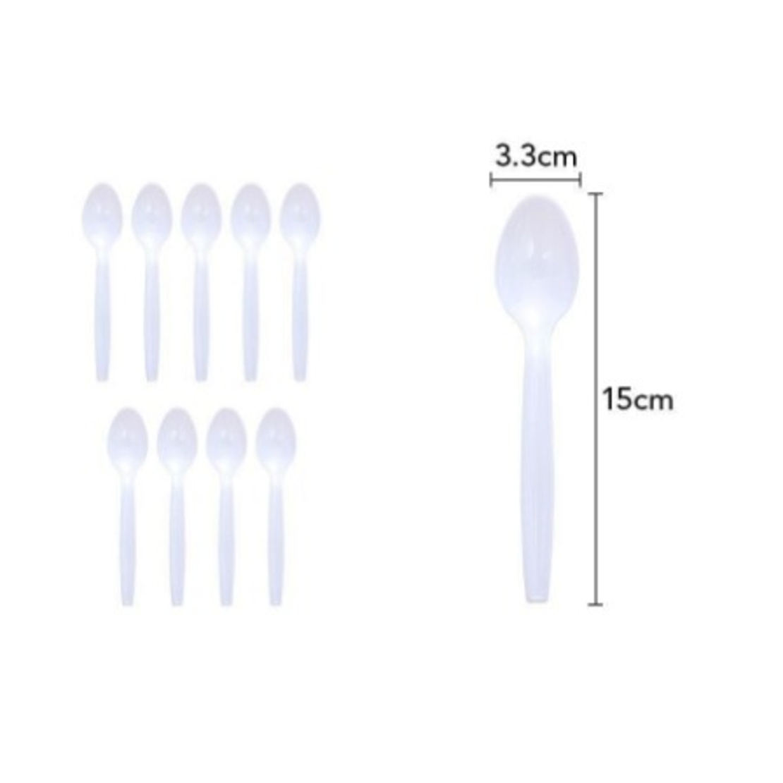 Set 10 Linguri de unica folosinta 15 x 3.3 cm, alb