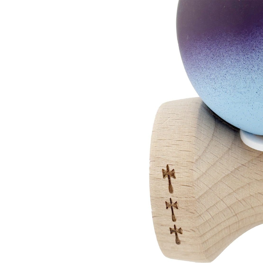 Kendama X Originala, Profesionala, Flippy, Cupe Mari KING SIZE V3, Rubber Grip, Gaura in Baza, Rulment Metalic, din lemn 18 cm, Ata 62/65 cm, Gradient Negru/Albastru deschis