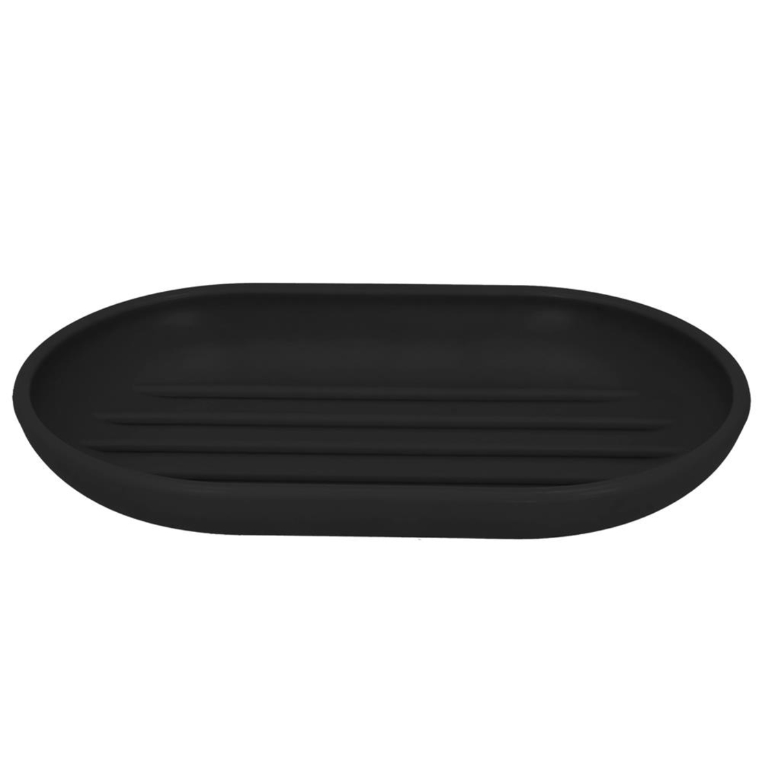 Set accesorii baie, 6 piese din plastic, cu perie WC si cos de gunoi, finisaj mat si lucios, negru argintiu