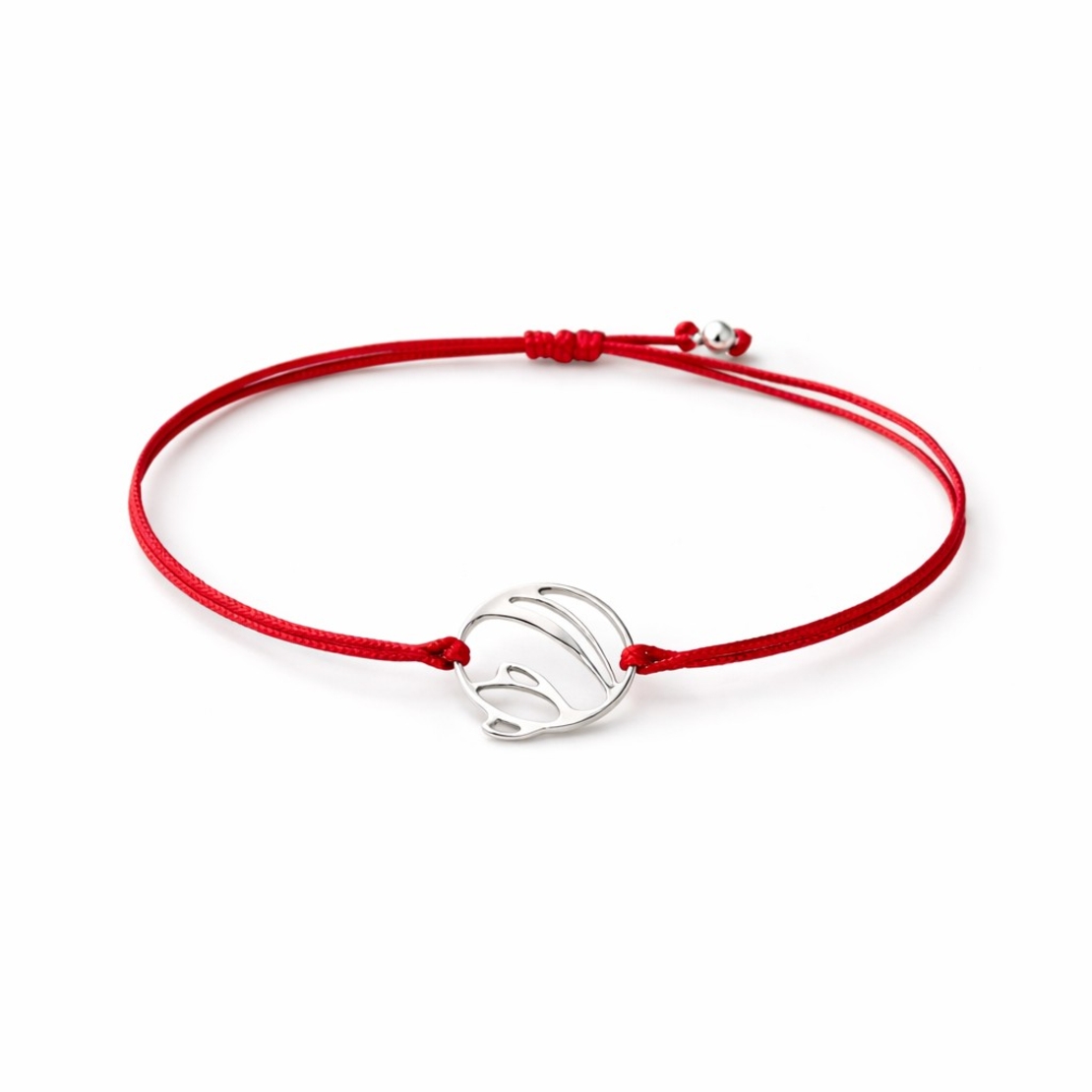 Bratara Martisor, Jolie Silver, Model Floare Stilizata Rotunda, Reglabila, Argint 925, Snur Textil, 7.5 x 4.5 cm, Argintiu