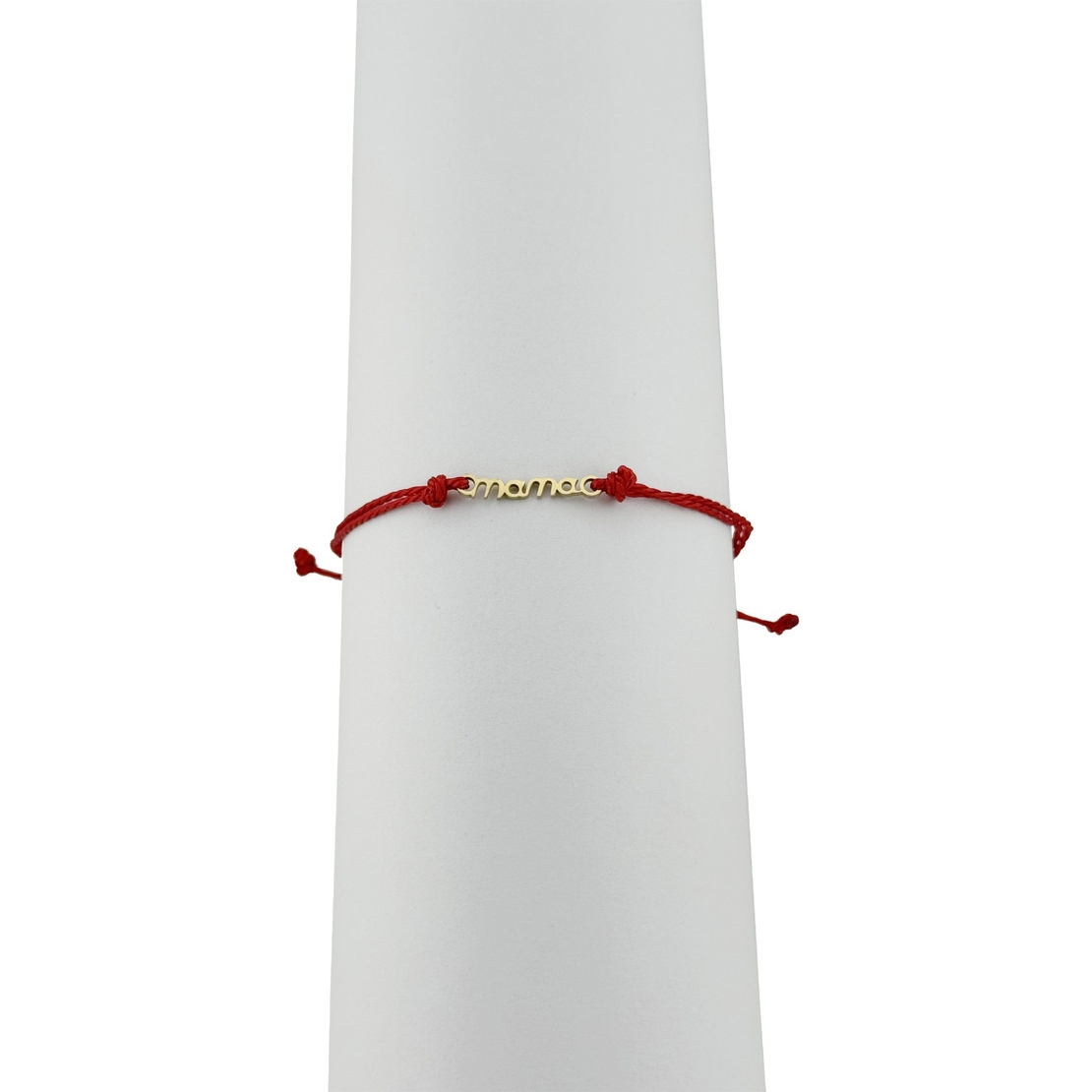 Bratara Martisor pentru Dama, Jolie, Model Mama, Set 12 bucati, Pandativ din Inox Auriu, Snur Ajustabil Impletit, Rosu