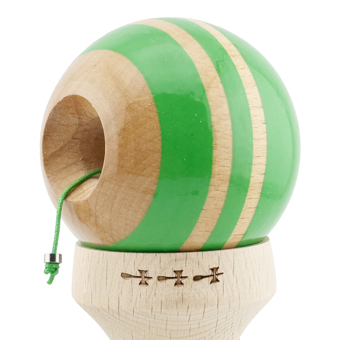 Kendama X Originala RAINBOW, Profesionala, Flippy, Cupe Mari KING SIZE V3, Super Sticky, Gaura in Baza, Rulment Metalic, din lemn 18 cm, Ata 62/65 cm, Verde/Maro