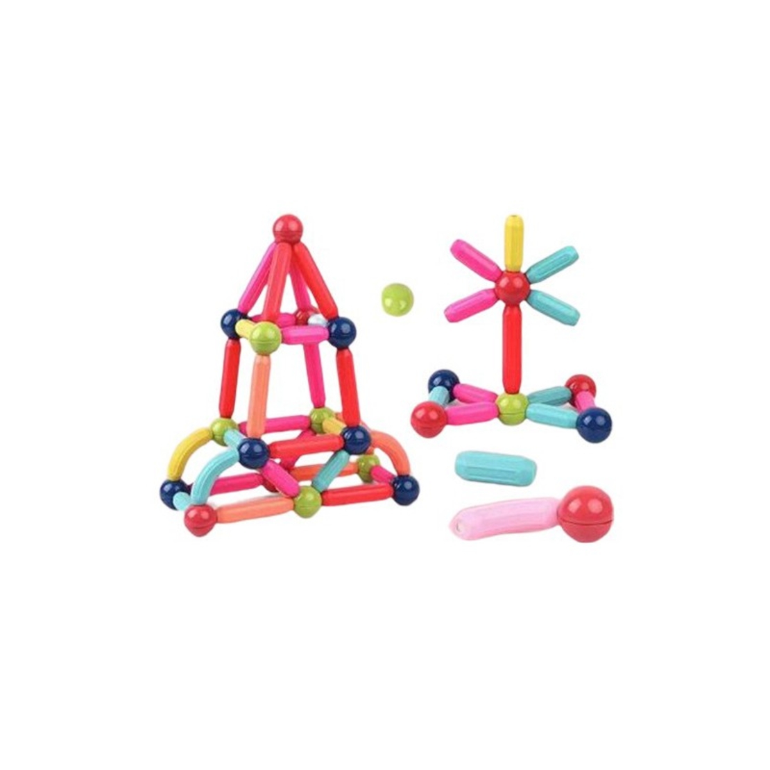 Piese Magnetice pentru Copii, Flippy, Set din 82 de Piese de diferite Culori, Constructor Magnetic cu Posibilitatea de a Construii forme Nelimitate, Multicolor