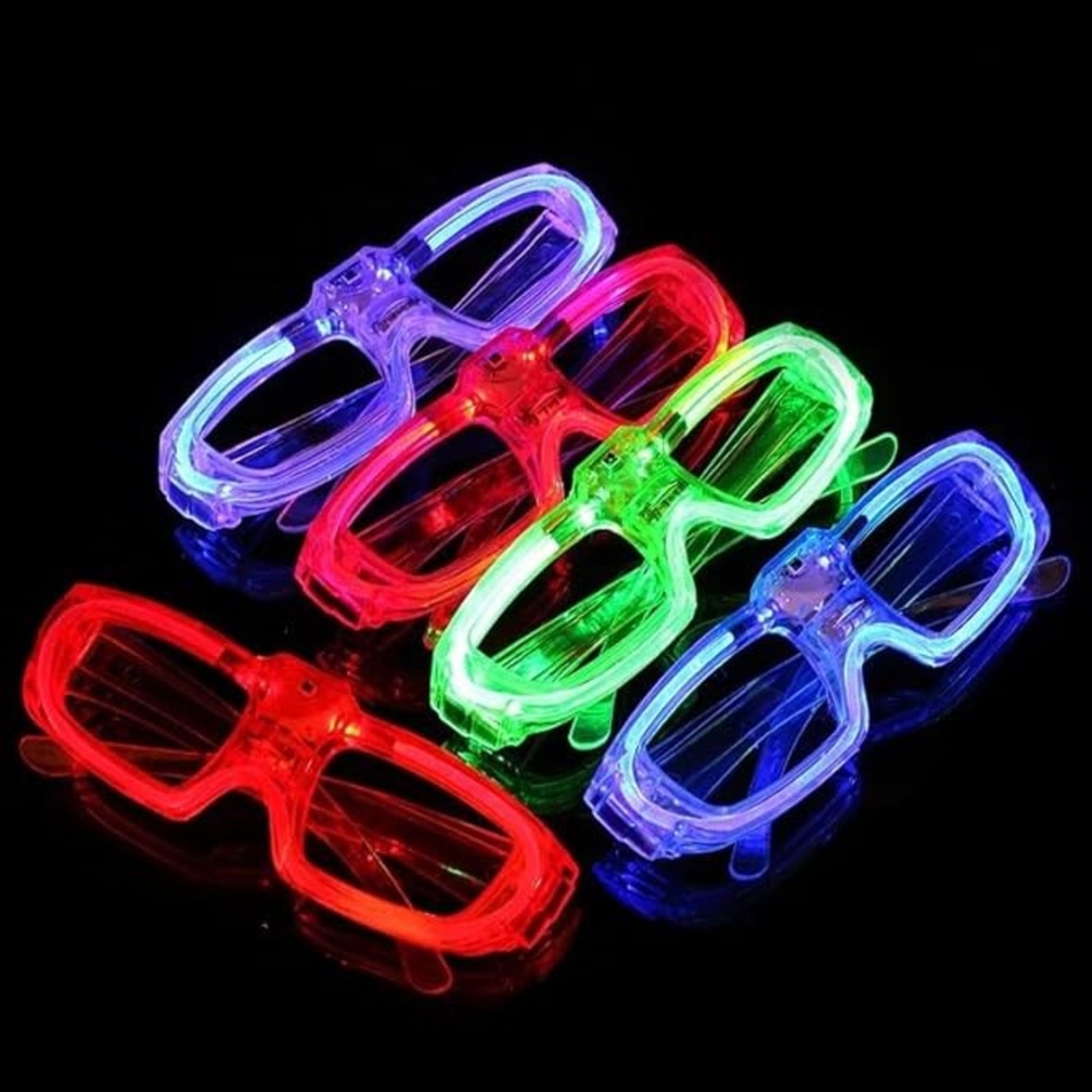 Ochelari de Petrecere cu LED, Flippy, Model Neon, din Plastic, 3 Moduri de Iluminat, Marime Universala, Multicolor