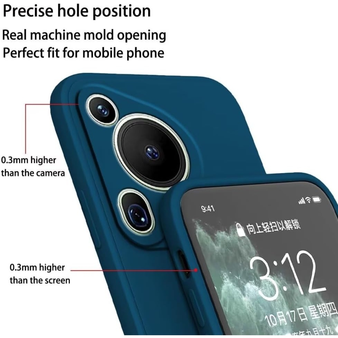 Husa de Protectie, Vafy, pentru Huawei Pura 70, Liquid Silicone, cu Microfibra pe Interior, Protectie Antisoc, Compatibil Incarcare Wireless, Albastru
