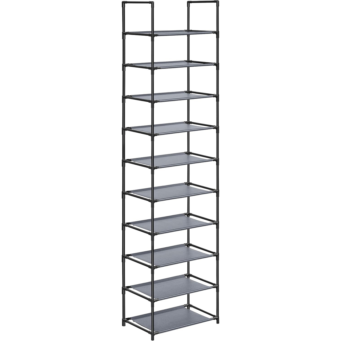 SONGMICS Pantofar cu 10 niveluri, cadru metalic si rafturi textile, 28x45x173 cm, gri