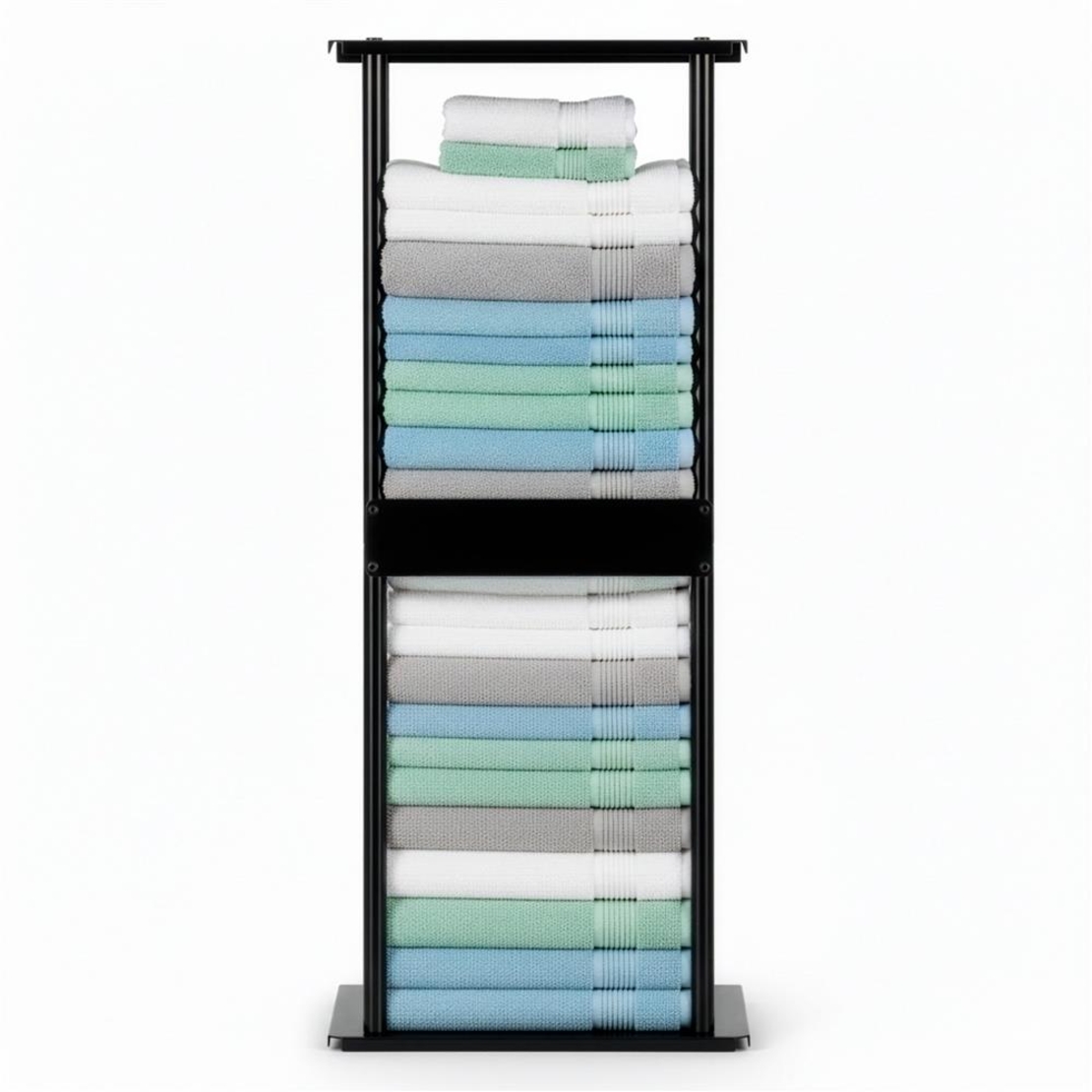 Raft metalic pentru prosoape, structura cu finisaj mat, accesorii montaj incluse, 31x15x77 cm, negru