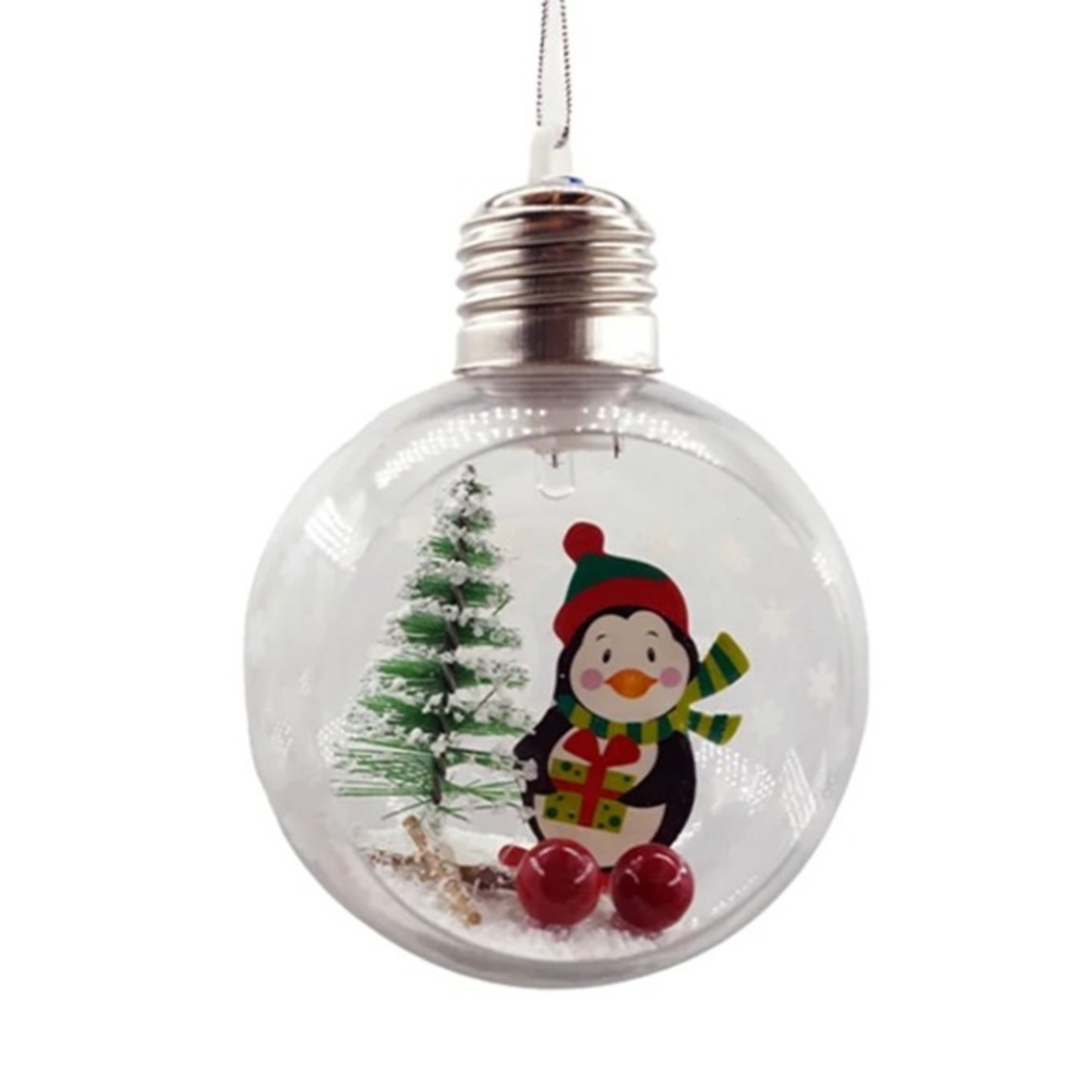 Glob de Craciun, Flippy, cu LED, Model Pinguin, 10 x 5 x 3 cm, Multicolor
