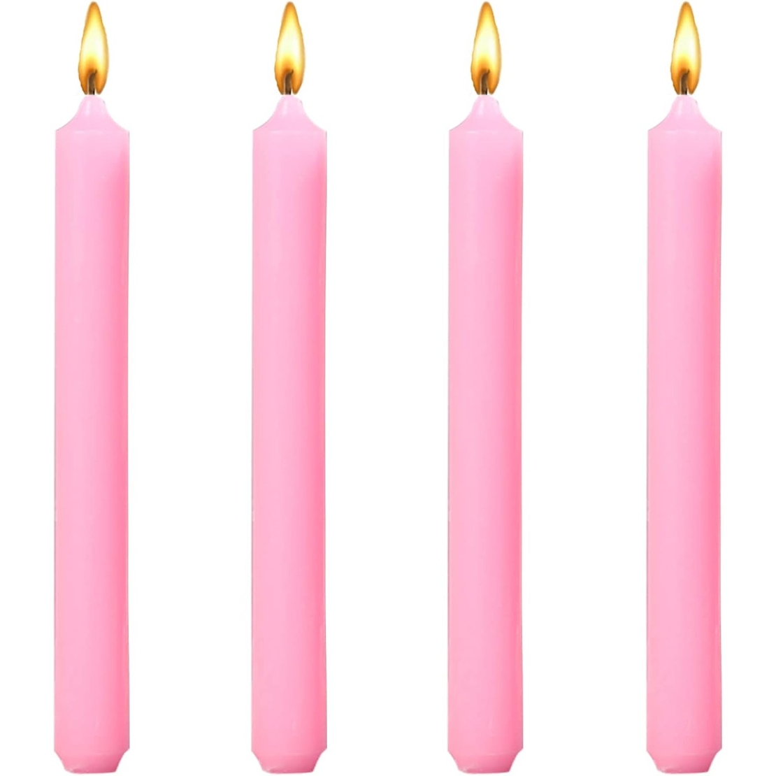 Set 4 Lumanari, Flippy, pentru Suport de Masa, Fara Miros si Fum, din Parafina, 2.2 x 25 cm, Roz