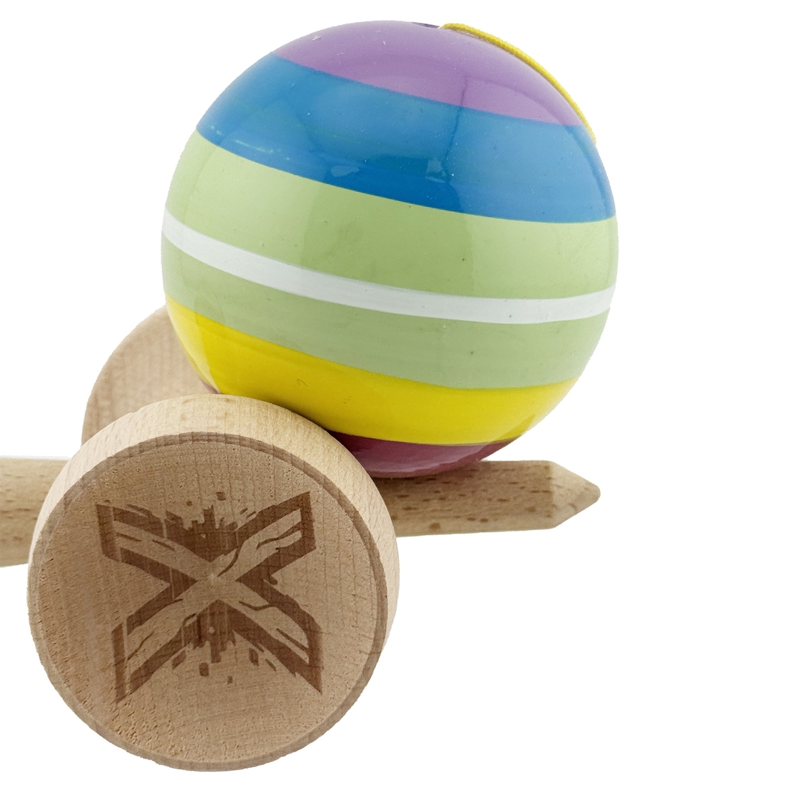 Kendama X Originala, Profesionala, Flippy, Legendary Spectrum, Cupe Mari KING SIZE V3, Super Sticky, Gaura in Baza, Rulment Metalic, din lemn 18 cm, Ata 62/65 cm, Multicolor