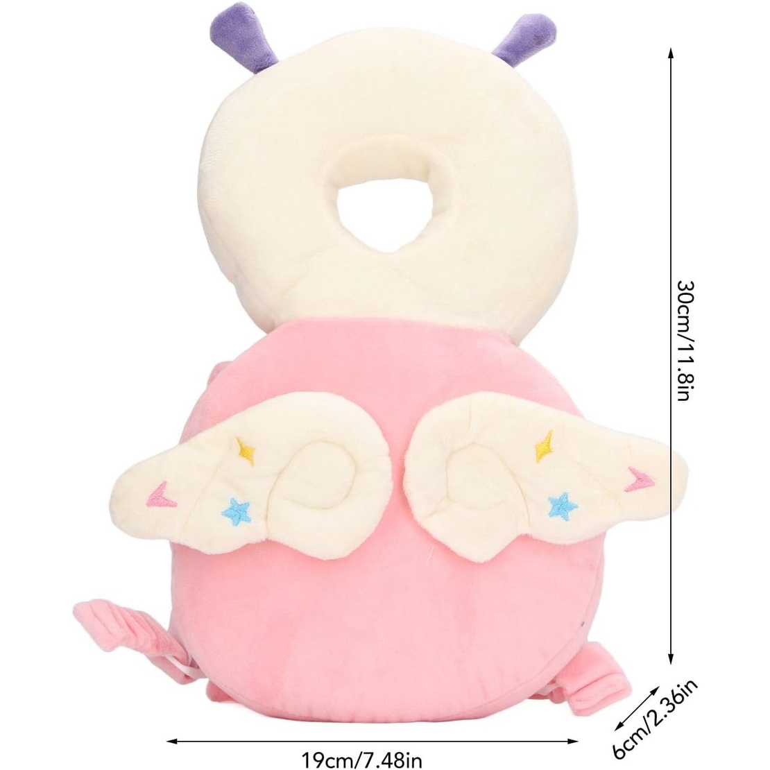 Perna tip Rucsac pentru Protectia Capului, Vafy, Tetiera tip Insecta, pentru Bebelusi, 33x6x19 cm, 180 g, Roz